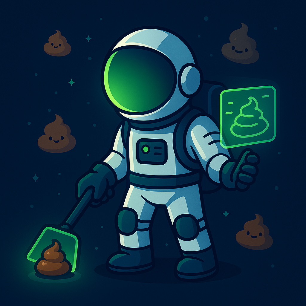 Astronaut Turd Technician scooping in space